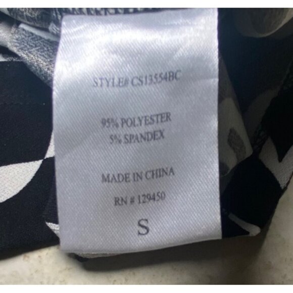 Como Black Long Sleeve Button-Up Shirt Abstract Heart Swirl Pattern Ruched Front - Picture 8 of 8